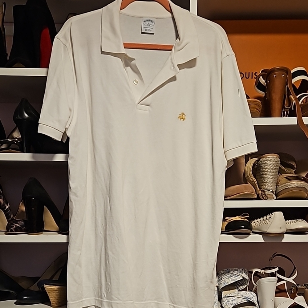 White Polo Shirt Classic Design with Short Sleeves and Textured Fabric
